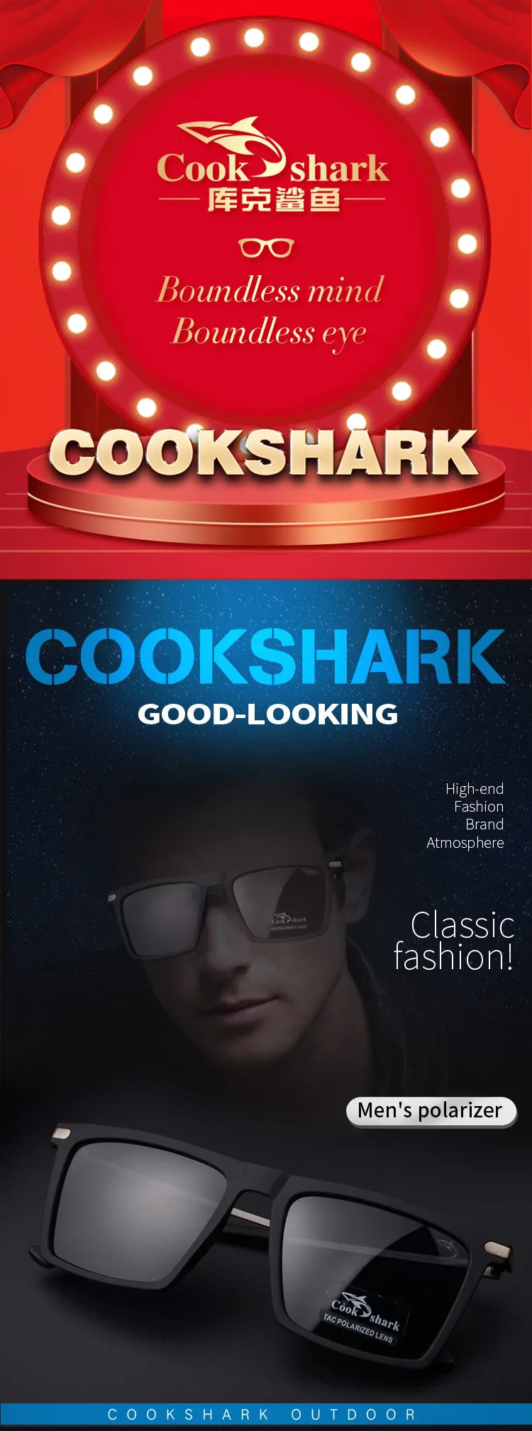 Cookshark sunglasses men polarized net red sunglasses women personality tide driving glasses