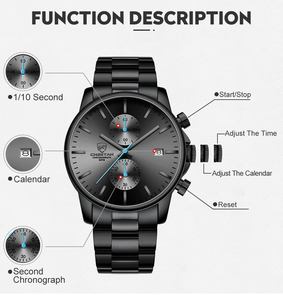 Watches for Men Warterproof Sports Mens Watch CHEETAH Top Brand Luxury Clock Male Business Quartz Wristwatch Relogio Masculino