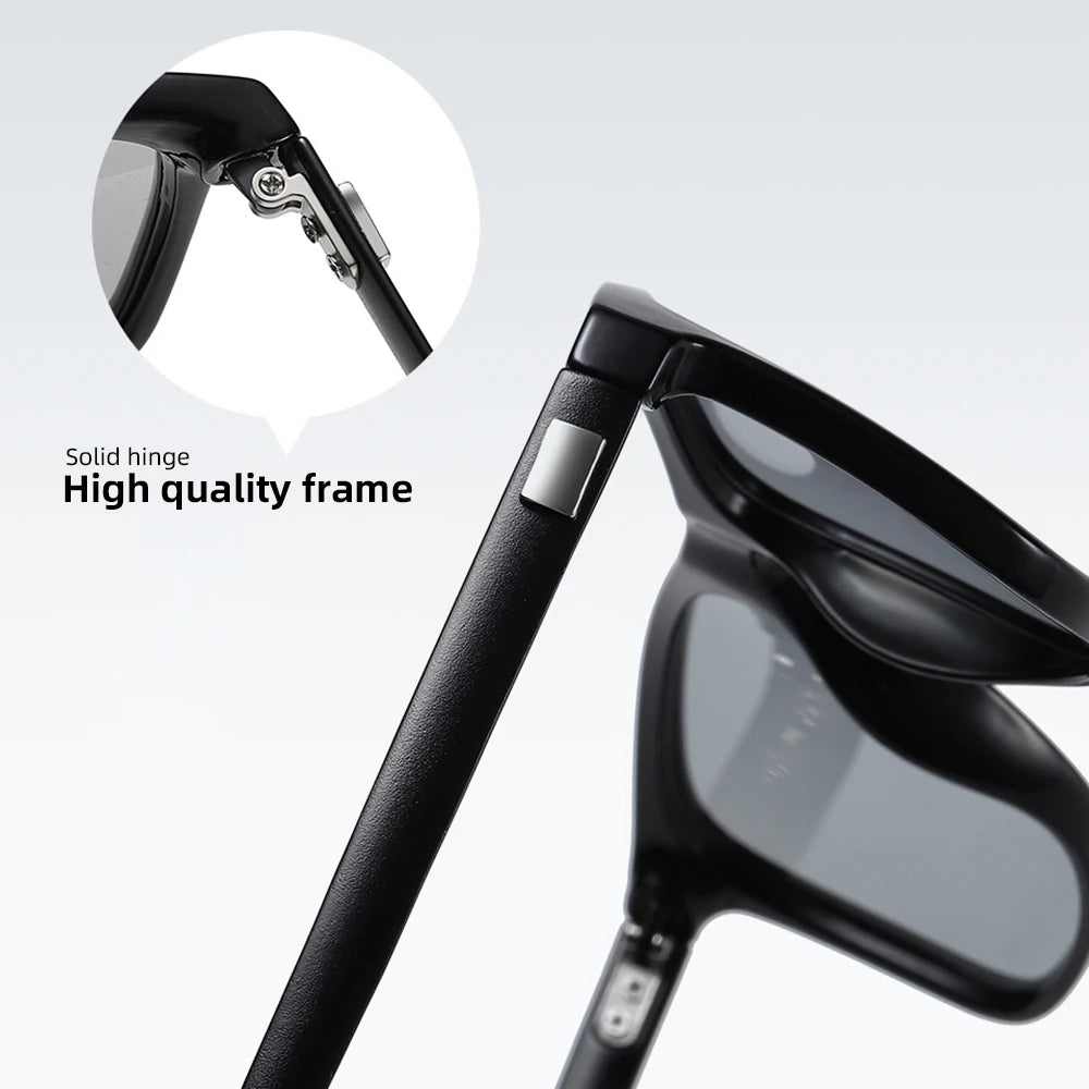 Color Change Grey Frame Photochromic Polarized Sunglasses Men Square Classic Chameleon Glaases Transition Lens Eyewear