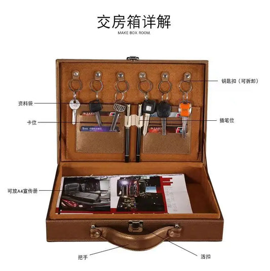 Men's Women's handbags Room Delivery Box Toolbox Information Storage Bag Suitcase Key Leather Business File Box