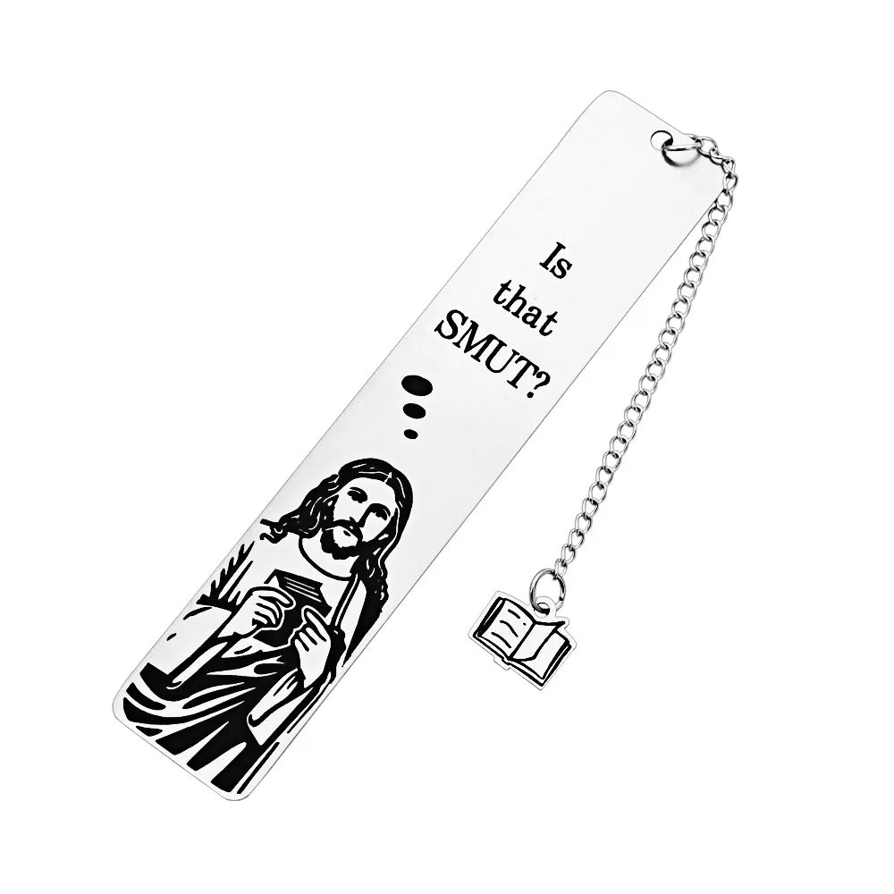 Funny Metal Bookmark With Tassel Book Lover Humor Peeking Jesus Book Marker - Is that Smut? Reader Birthday Gift