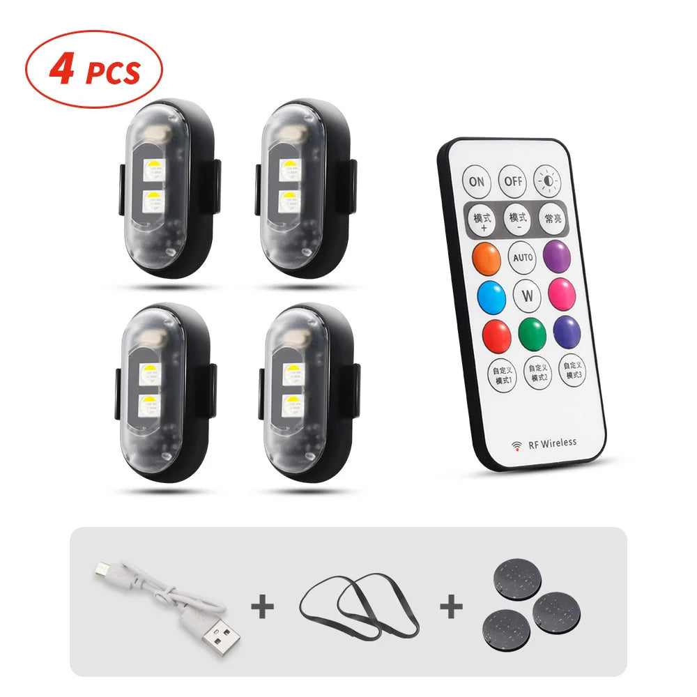 Motorcycle Lights Mini Signal Light Drone Strobe Light 7 Colors Turn Signal LED For Car Bike