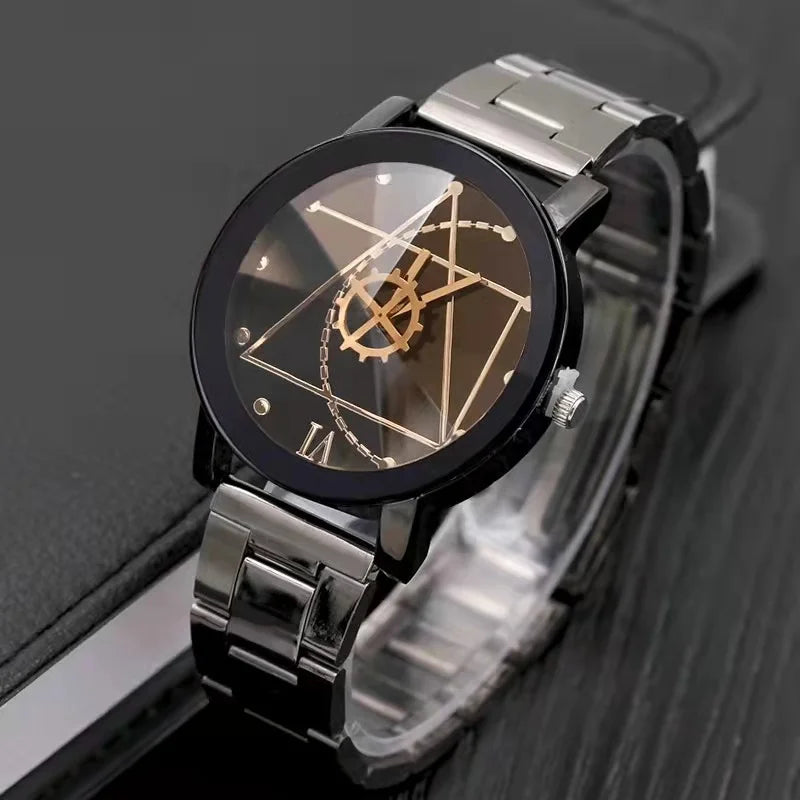 Stylish casual tungsten steel personalized couple clock men's and women's steel band business sports fashion retro watches