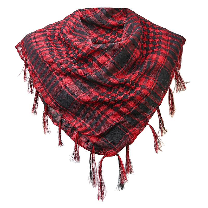 Winter Scarf Plaid Hijab Bandana Hiking Scarves Arab Tactical Elegant Womens Shawl Shemagh Light Tassel For Men 100X100cm