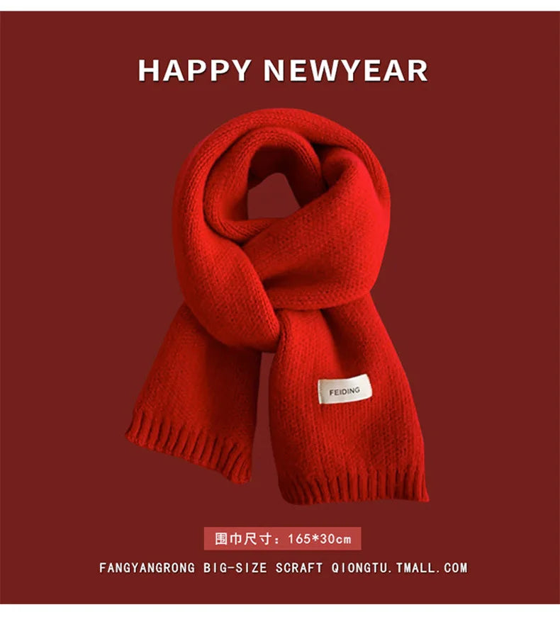 Ankela Red Scarf, Red Christmas Scarf, Winter Hot, 2024 New Style, Imitation Cashmere, Winter Warmth