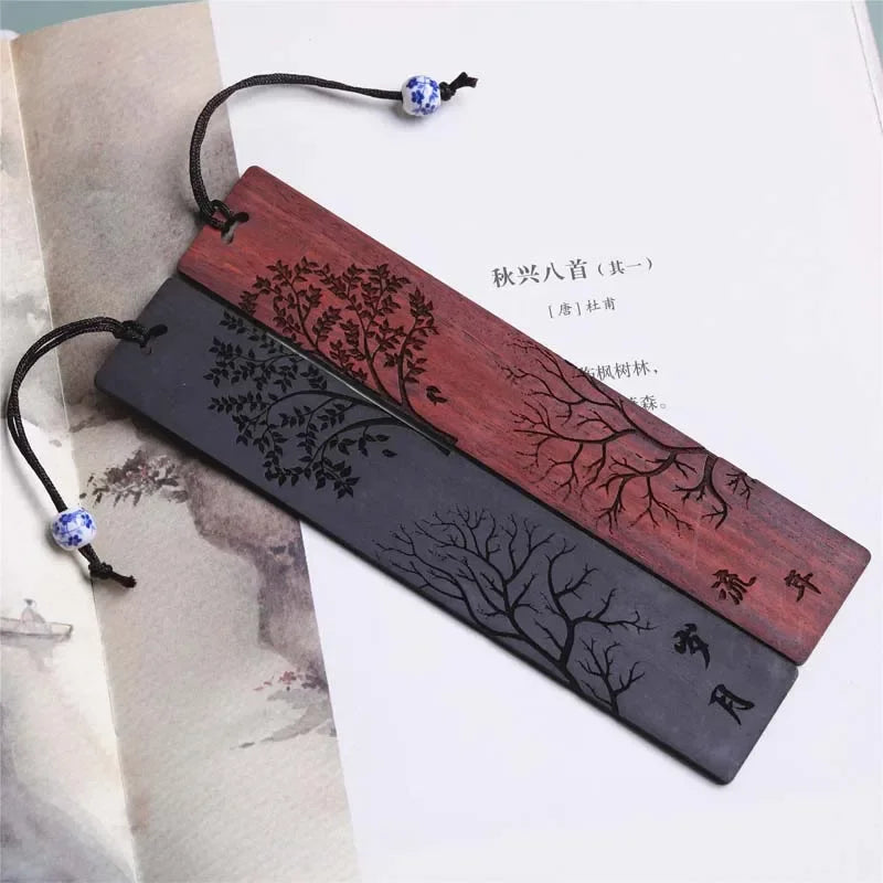 Chinese Style Wooden Bookmark Retro Carving Mahogany Book Mark Student Office Writing Supplies School Kid Stationery Accessories