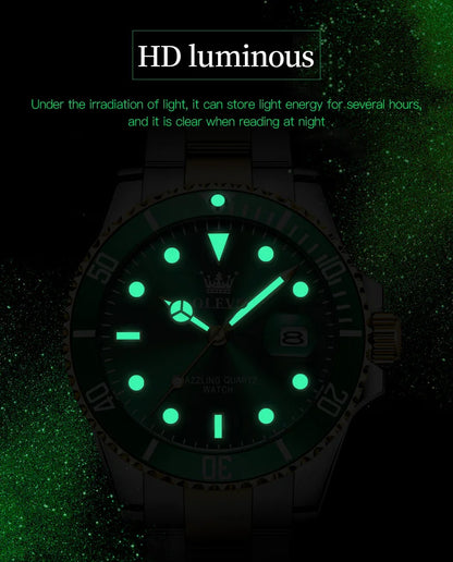 OLEVS Mens Quartz Watches Top Brand Luxury Business Waterproof Luminous Large Dial Men Wristwatches Sports Stainless Steel Watch