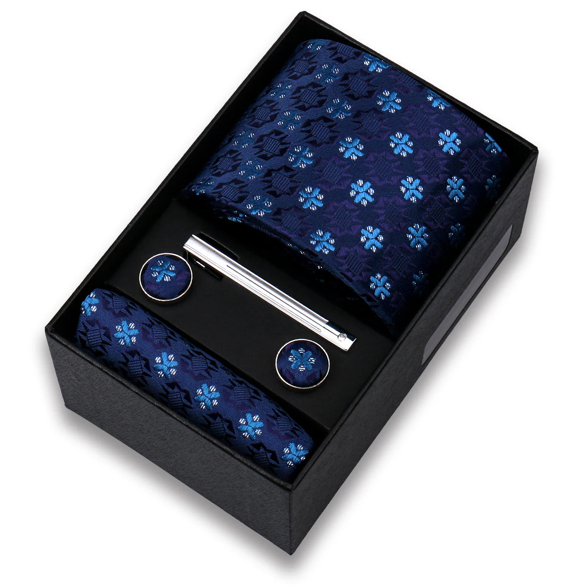 Tie Set For Men Silk Necktie Wedding Cufflinks Box Gift Tie Clip Men Pocket Square Necktie Luxury Business Gravatas