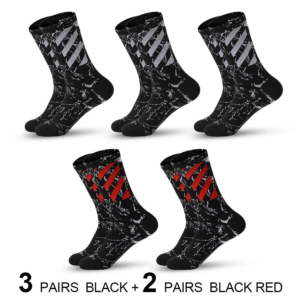 5 Pairs Men's High Rubber Band Waist Couple Mid Tube Sports Solid Socks Spring/Summer Basketball Socks Four Seasons street sock