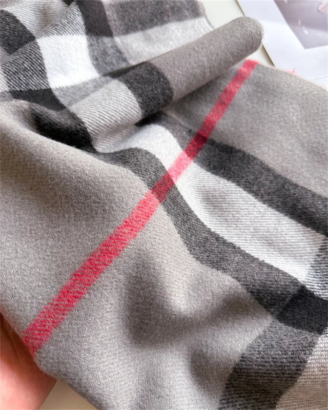 Luxury Brand Women Cashmere Scarves Lady Winter Warm Soft Pashmina Shawls Wraps Female Plaid Knitted Long Scarf for Women