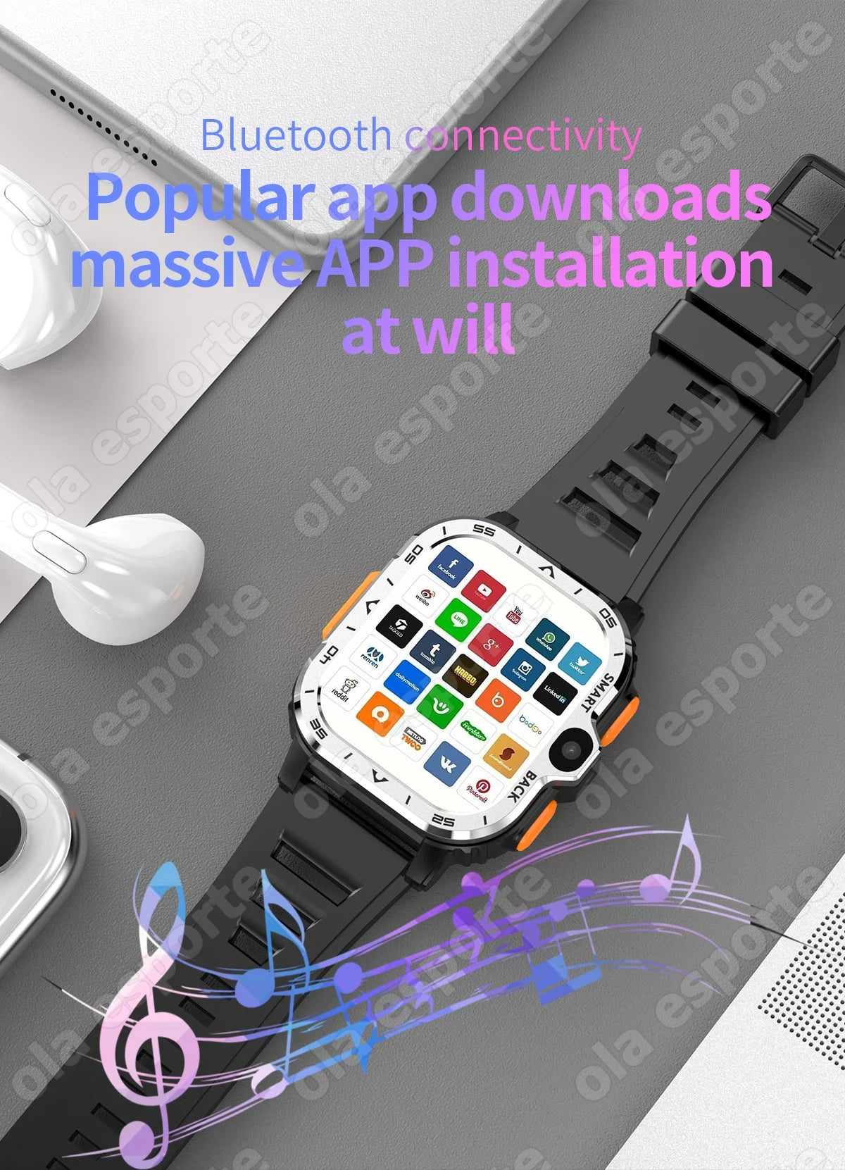 New 5G Sim Card Small mobile phone Smart Watch HD Dual Camera 64GB/16GB ROM NFC GPS WiFi Waterproof Google Play Smart Bracelet