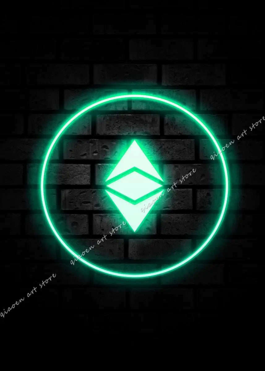 Bitcoin and Ethereum ETH BTC Neon Crypto Market Office Wall Art Pop Posters Prints Canvas Painting Room Home Decor