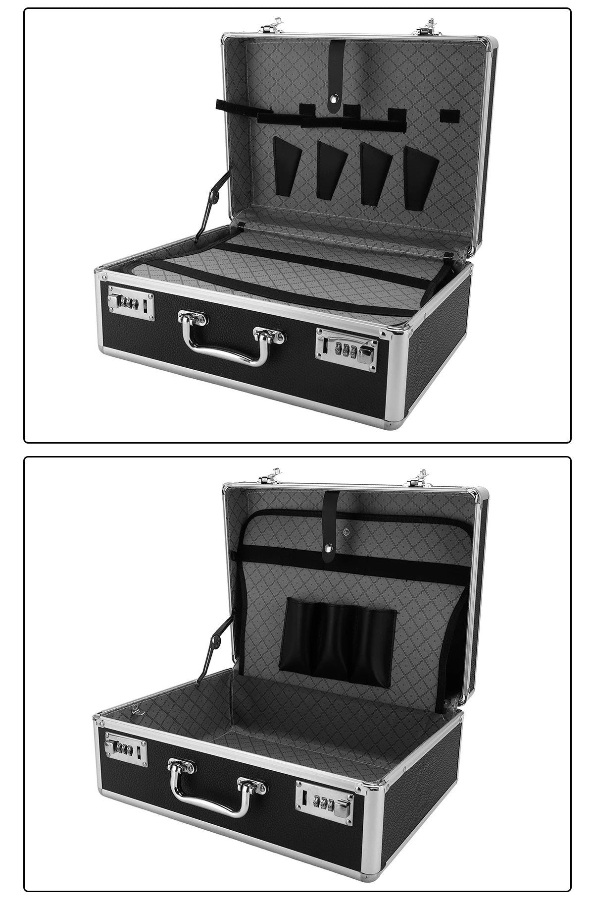 Top Black Aluminum Hard Suitcase Barber Tool Salon Hairdressing Accessories With Password Atorage Case Carrying Travel Box