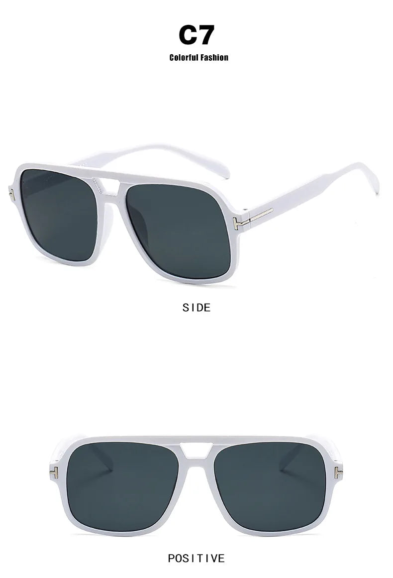 New Women Sunglasses High End Street Photography Modern Trendy T-Shaped Large Frame Pilot Sun Glasses Hip Hop Bouncy Sun Glasses