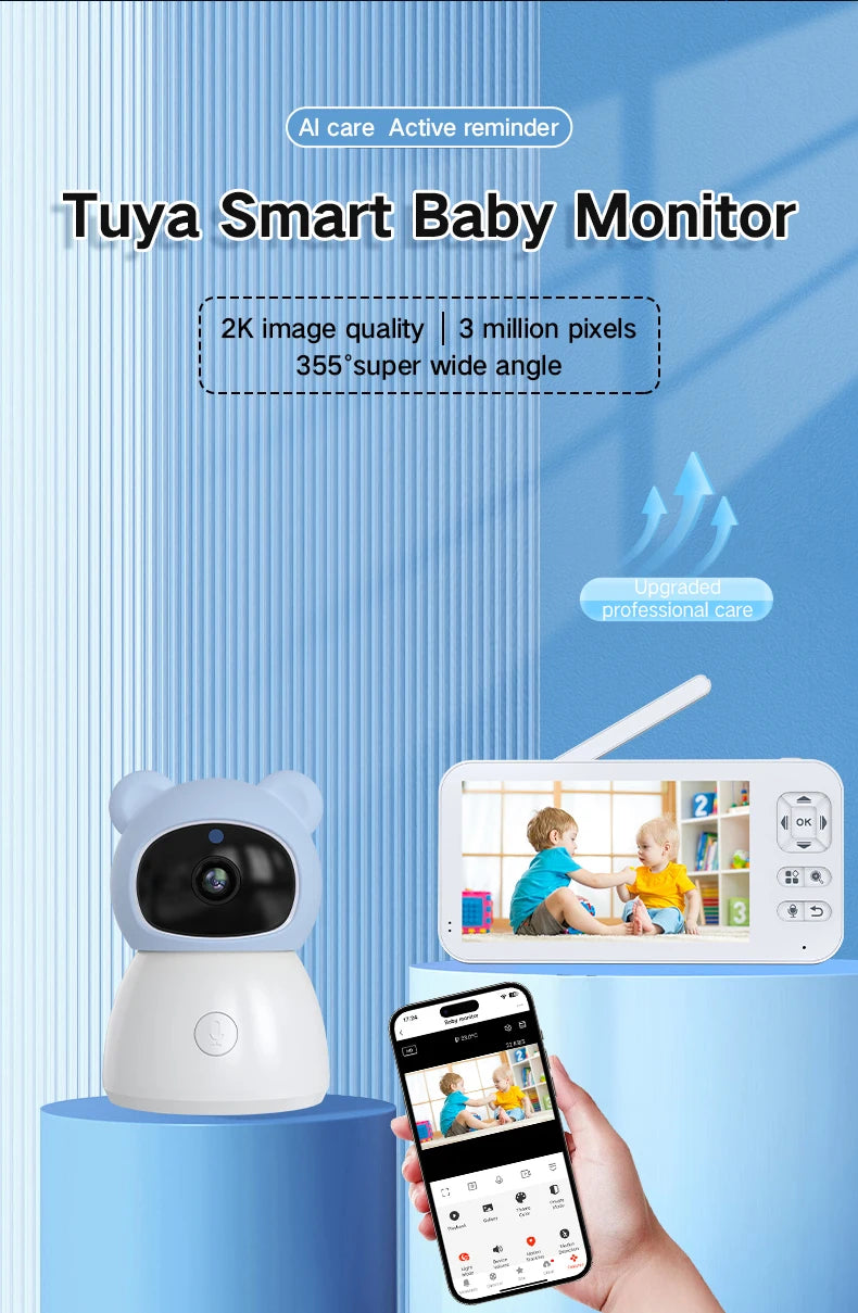 Baby Monitor Camera IR Night Vision Motion Detection Breastfeeding Reminder 5-inch Wifi Baby Monitor with Tuya Smart App