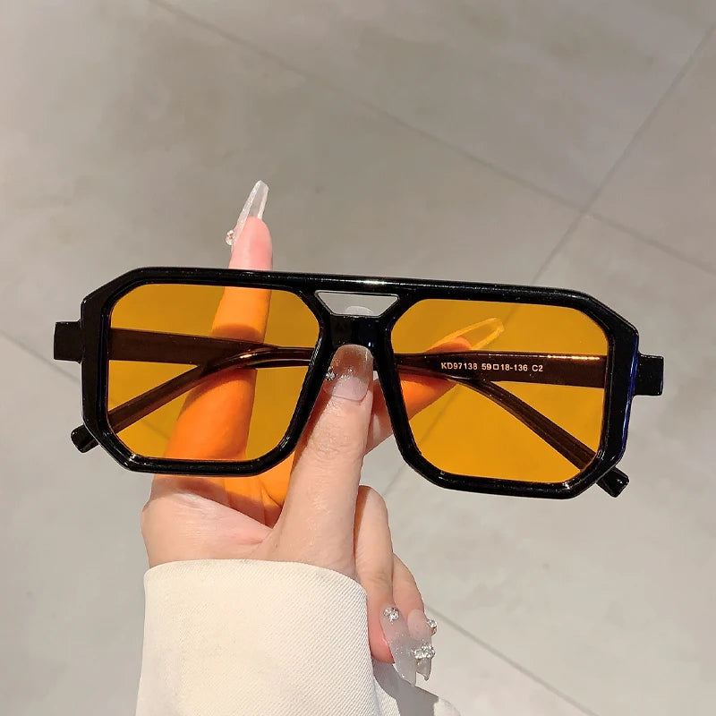 KAMMPT Trendy Square Decoration Shades Retro Oversize Gradient Women Sunglasses Men's Brand Sun Glasses for Driving Fishing