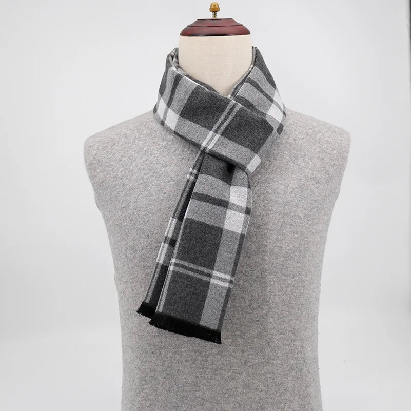 Luxury Brand Winter Plaid Cashmere Men Scarf Warm Checked Pashmina Neck Scarfs Male Business Scarves Christmas Muffler for Men