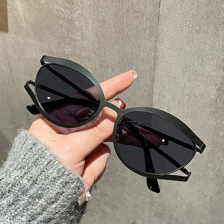 New Women Sunglasses High End Street Photography Modern Trendy T-Shaped Large Frame Pilot Sun Glasses Hip Hop Bouncy Sun Glasses