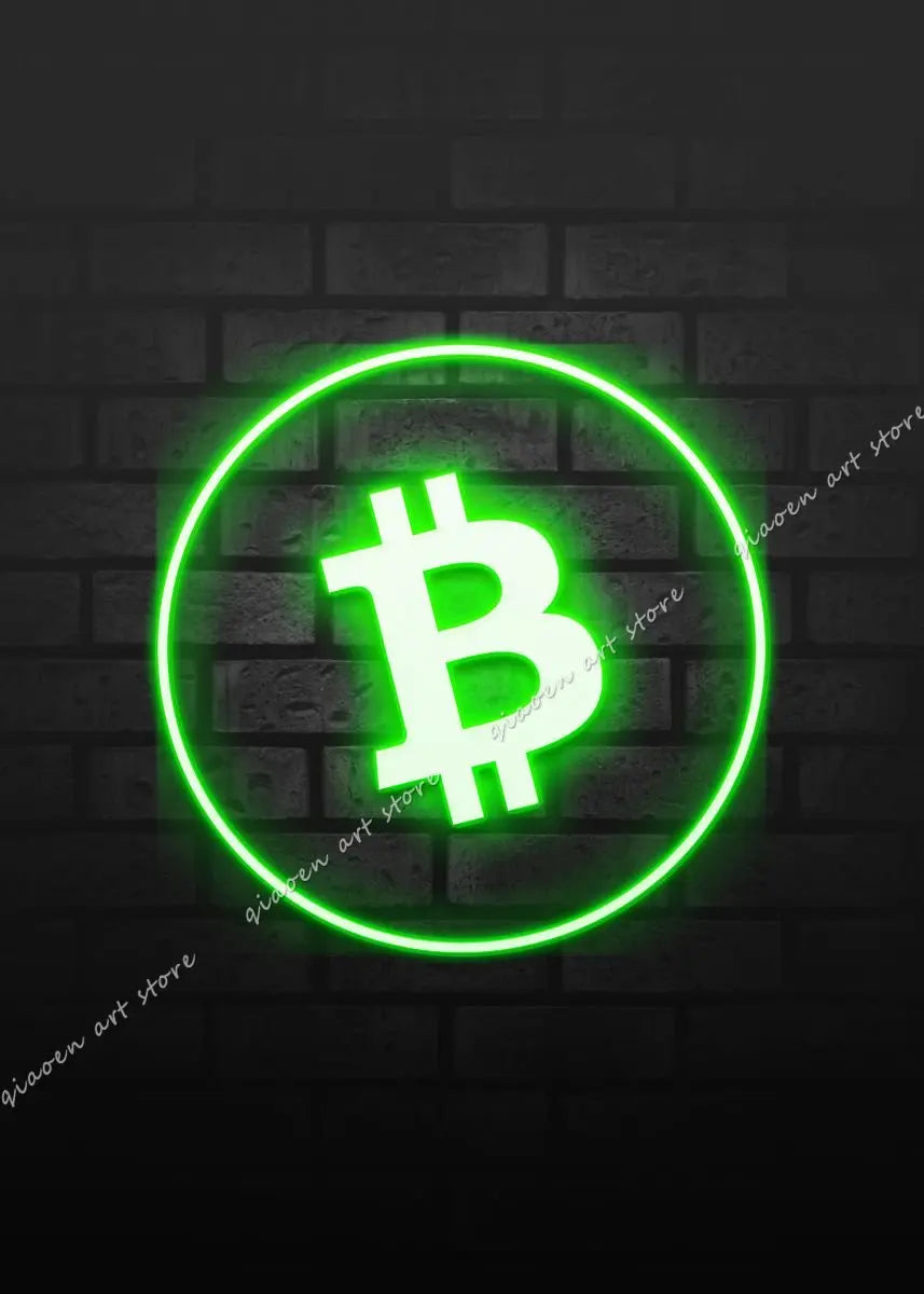 Bitcoin and Ethereum ETH BTC Neon Crypto Market Office Wall Art Pop Posters Prints Canvas Painting Room Home Decor