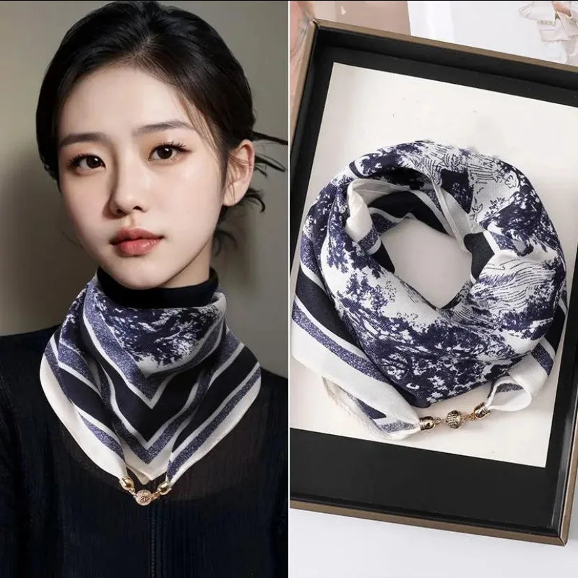 Hot Magnetic Triangle Neck Protection Scarf for Women in Autumn and Winter 2025 New Cotton and Linen Scarf High-end Neck Scarf ﻿