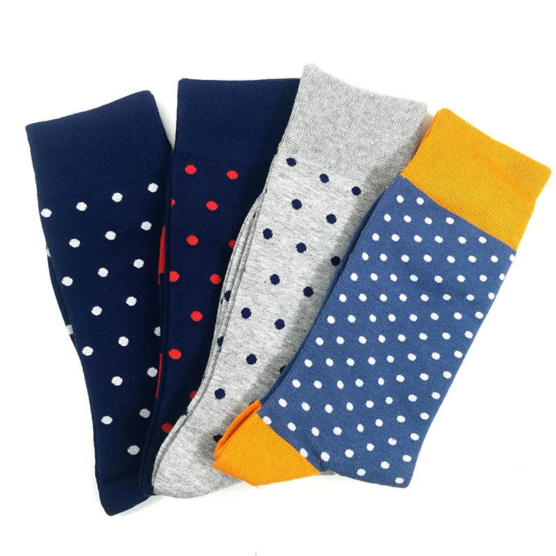 PEONFLY Classical Colorful Men's Combed Cotton Socks High Quality Happy Business Socks Long Tube Wedding Gift socks for Man