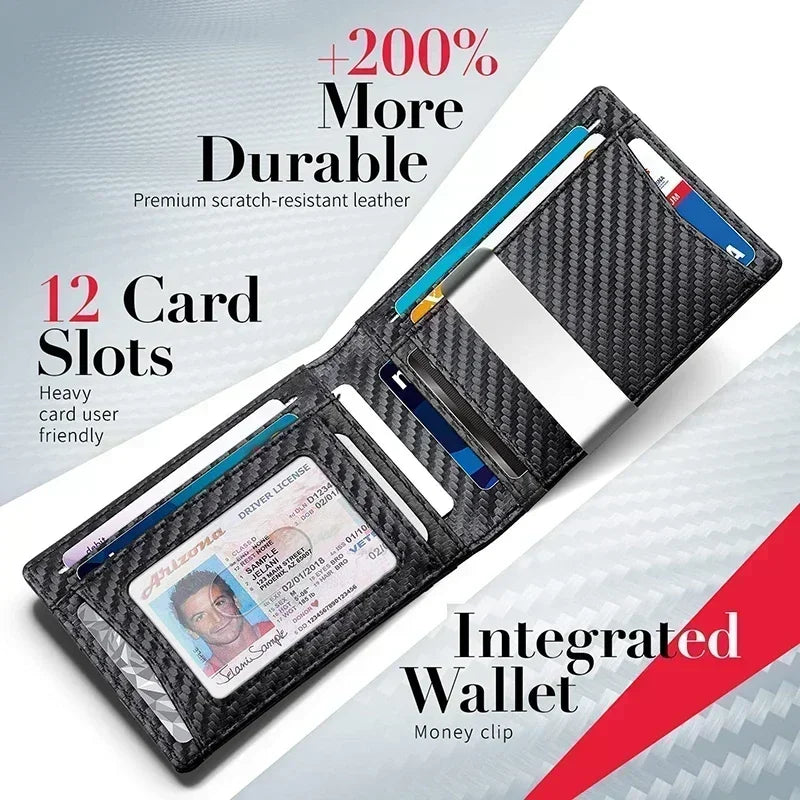 Rfid Carbon Fiber Men Wallets Money Bag Credit Card Holder Money Clip Wallet for Men Small Purse Male Billfold Black Vallet Slim