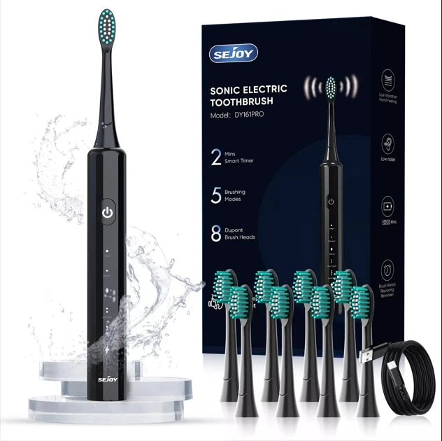 SEJOY Oral Cleaning Personal Sonic Electric Toothbrush Care Appliances IPX7 5 Modes Smart Rechargeable Automatic Toothbrush