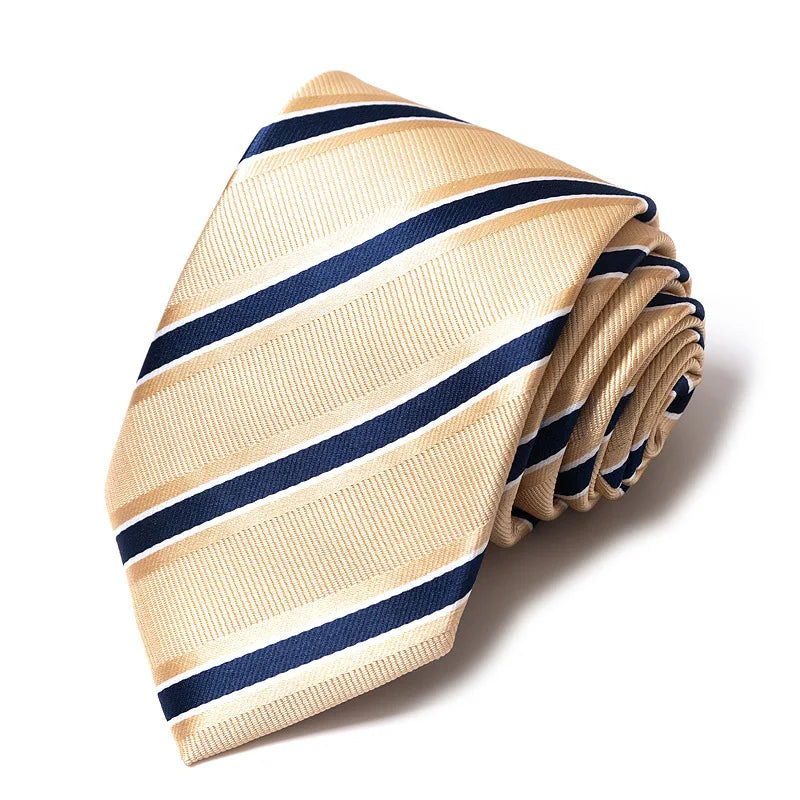 High-quality Wedding Ties For Men Fashion New Style Blue Strip Print Neckties Daily Office Apparel Accessories Gift For Man