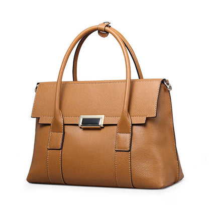 2024 New Genuine Leather Briefcase Women Handbags Large Capacity Ladies Fashion Cowhide Shoulder Messenger Bags Portable