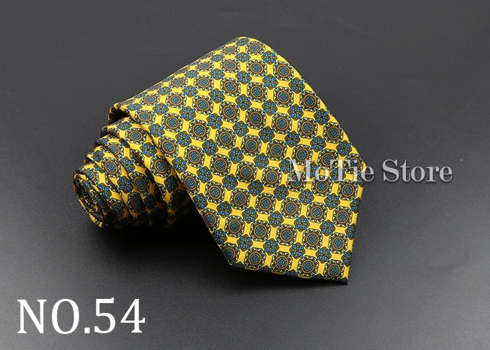 Men's Fashion Silk Tie 7.5cm Soft Novelty Necktie Blue Green Orange Color Ties For Men Dot Floral Bowtie Wedding Business Gift