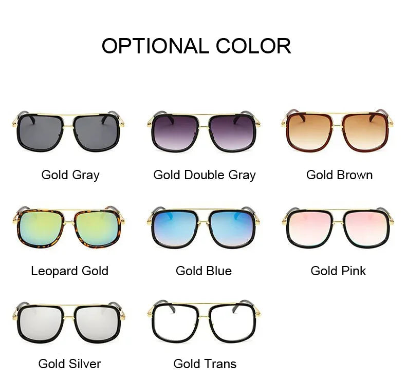 Classic Brand Designer Flat Top Mirror Sun Glasses Square Gold Male Female Superstar Oversized Men Sunglasses Women Glasses