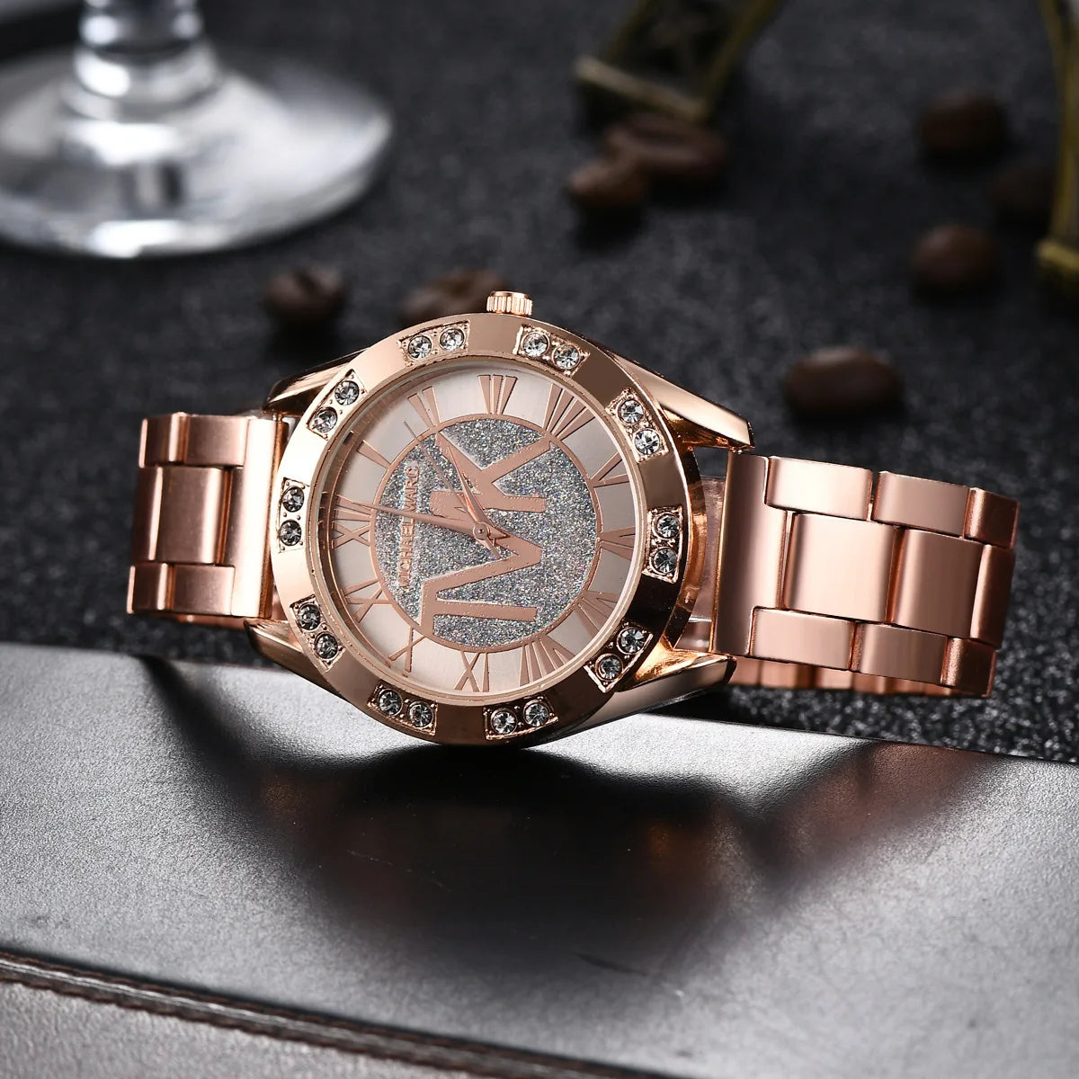 2023 Women Crystal Diamond Watches Luxury Brand Gold WristWatch Stainless Steel Women's Watch Clock Leisure Reloj Mujer TVK