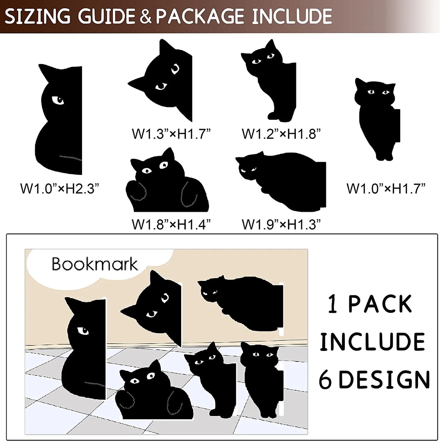 6pcs Black Cat Bookmark for Books Cute Cartoon Magnetic Page Clips Book Marker Unique Reading Gift A7405