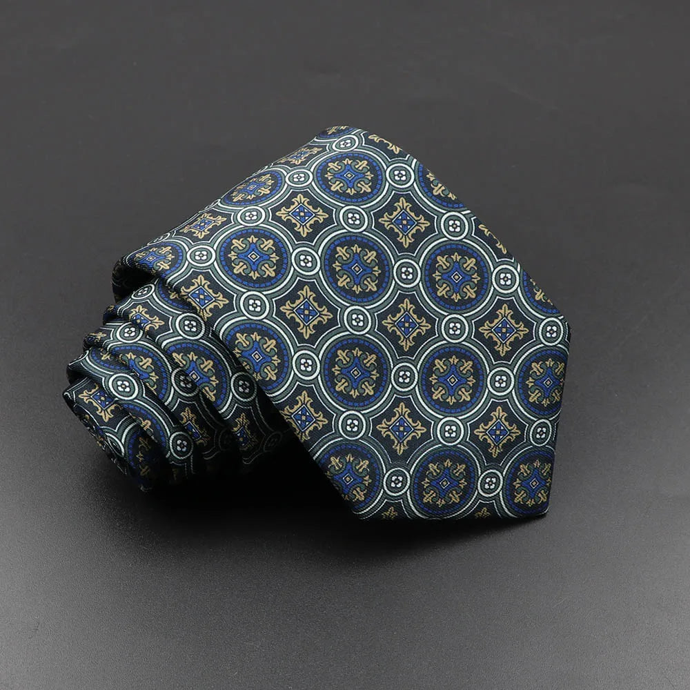 Men's Fashion Silk Tie 7.5cm Soft Novelty Necktie Blue Green Orange Color Ties For Men Dot Floral Bowtie Wedding Business Gift