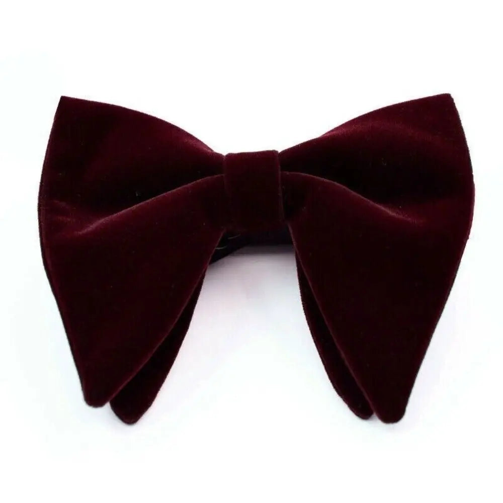 Mens Oversized Bow Tie Solid Velvet Bowtie Wedding Party Tuxedo Adjustable Necktie Big Bow Tie