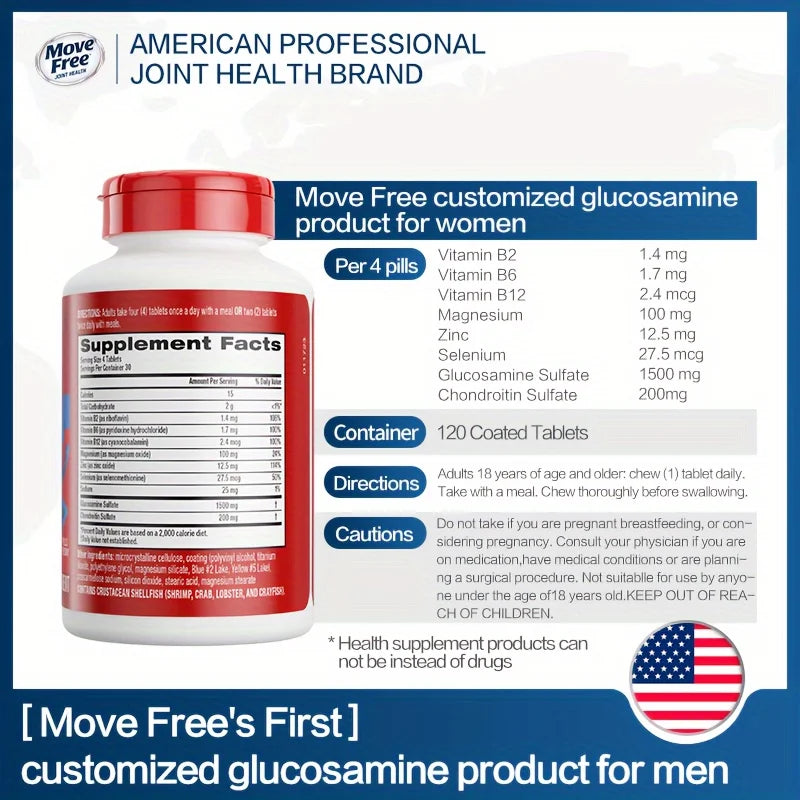 [Men's exclusive customization]Move Free's 7-in-1 First Customized Multi-Benefit Glucosamine for Men, 3x120ct, Plus Muscle