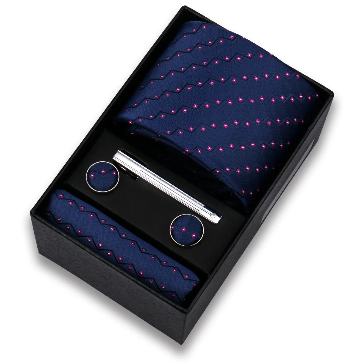 Tie Set For Men Silk Necktie Wedding Cufflinks Box Gift Tie Clip Men Pocket Square Necktie Luxury Business Gravatas