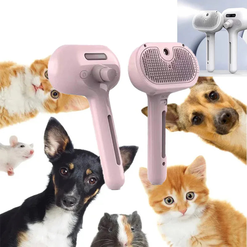 New Pet Spray Brush Hair Removal Comb Dog Cat Brush & Steam Self Cleaning Dog Steam Brush Hair Removal Comb Brushing Comb