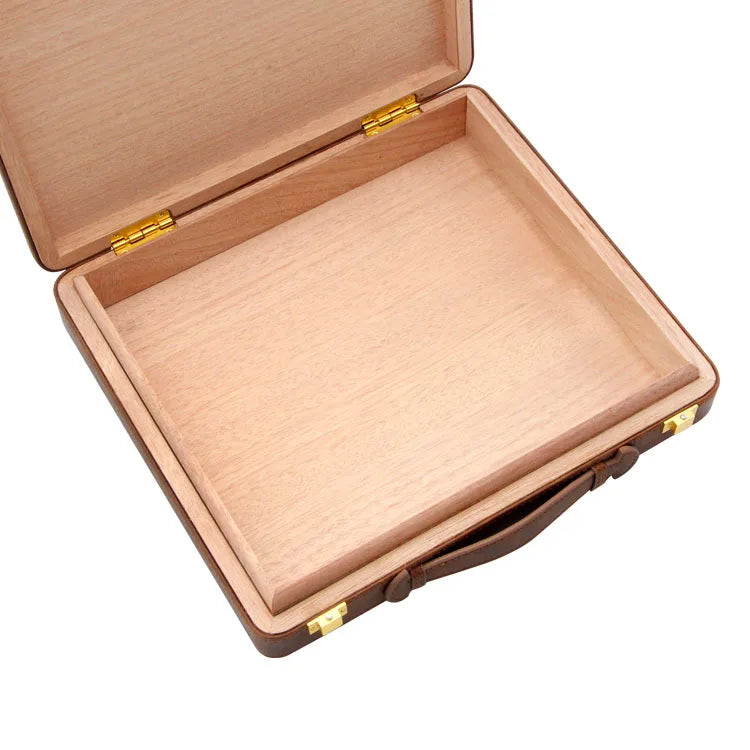 Portable Cigar Box with Buckle, Humidor Platter, Cigar Case, Smoking Accessories, 10 Wooden Tray Slot, Travel Case Handbag