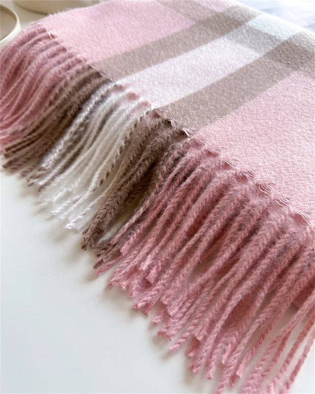 Luxury Brand Women Cashmere Scarves Lady Winter Warm Soft Pashmina Shawls Wraps Female Plaid Knitted Long Scarf for Women