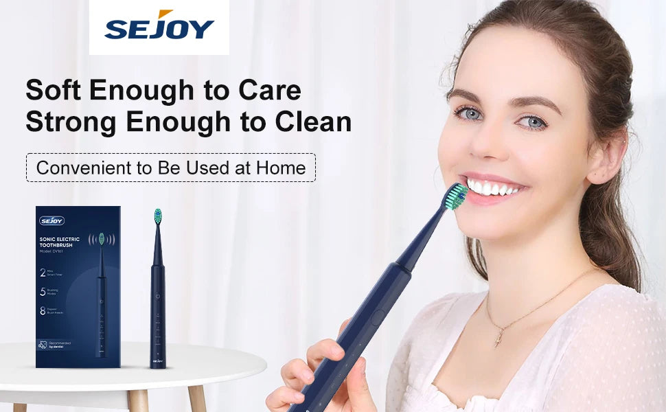 SEJOY Oral Cleaning Personal Sonic Electric Toothbrush Care Appliances IPX7 5 Modes Smart Rechargeable Automatic Toothbrush