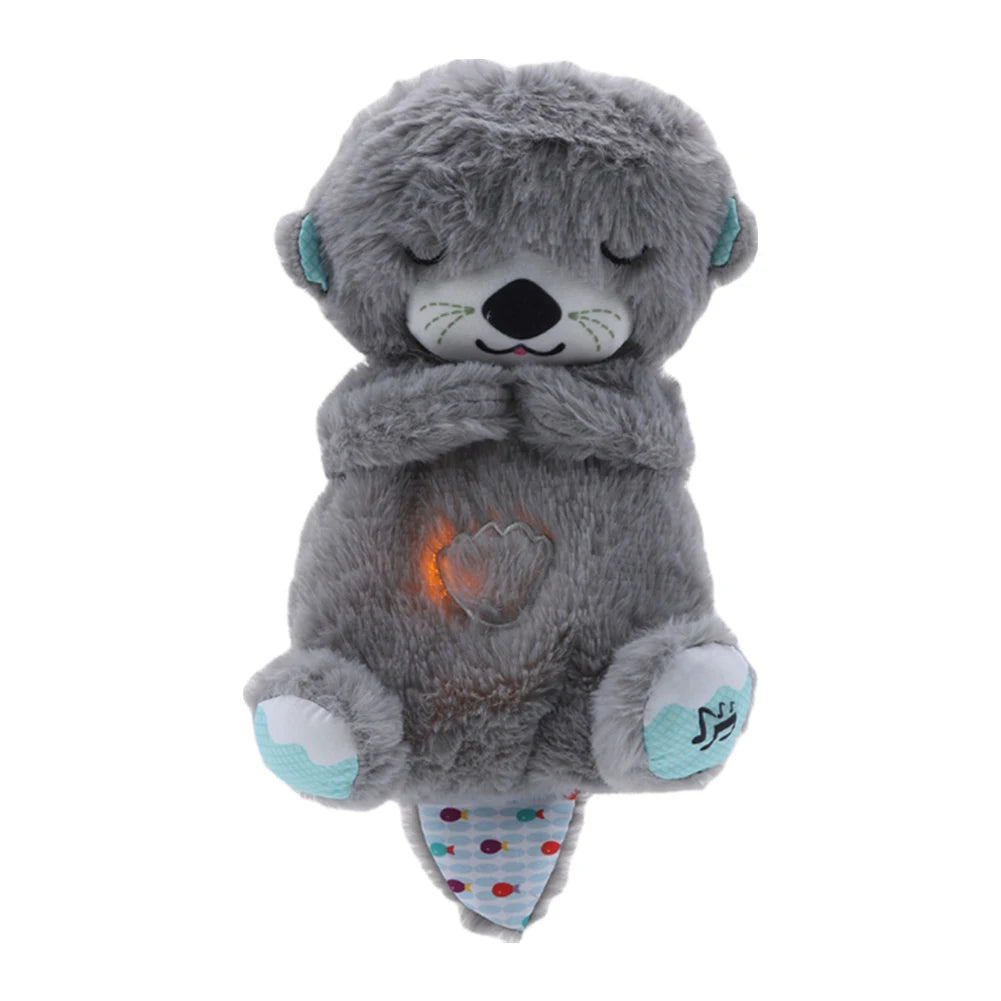 Baby Plush Doll Breathing Bear Baby Soothing Otter Toy Kids Music Sleep Playmate Sleeping Companion Sound Light Doll Toy Gifts