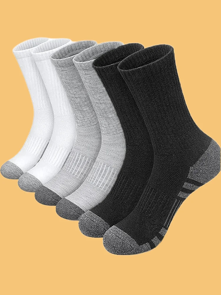 6 Pairs 2024 New Top Quality Men's Outdoor Socks High Long Tube Socks Breathable Soft Ground-Gripping White Black Football Socks