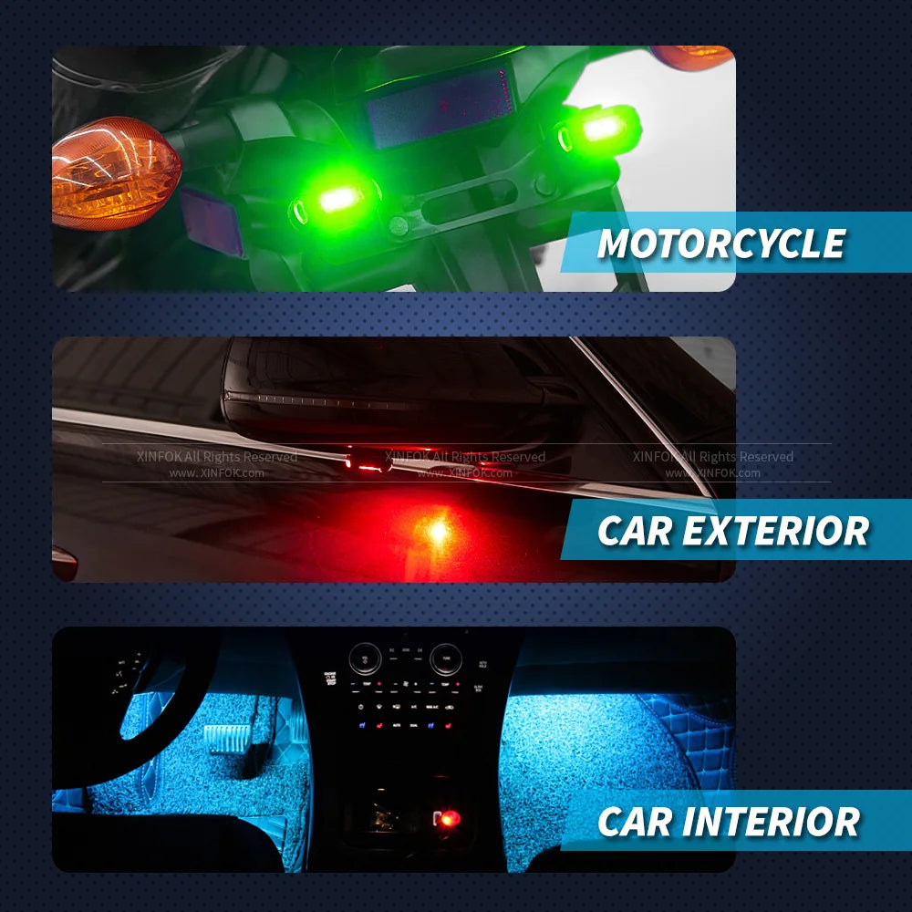 Motorcycle Lights Mini Signal Light Drone Strobe Light 7 Colors Turn Signal LED For Car Bike