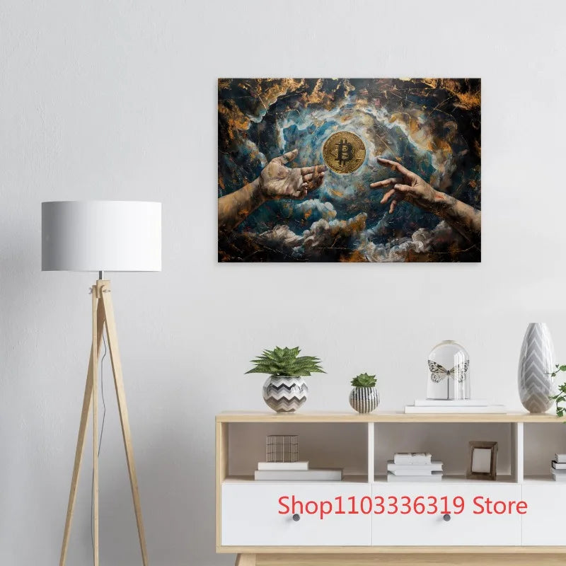 Modern The Creation of Bitcoin Crypto Cryptocurrency Art Poster Canvas Painting Wall Prints Picture for Living Room Home Decor