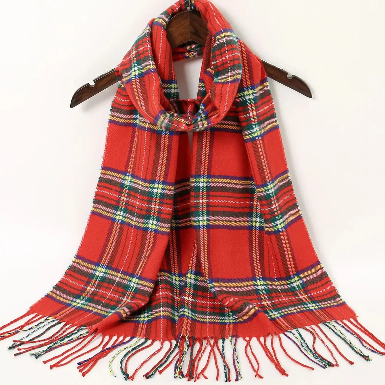 New Cashmere Scarf Red Plaid Tassel Shawl Scarves English Fringe Scarf Winter Warm Blanket 2024 New Soft Pashmina Scarf