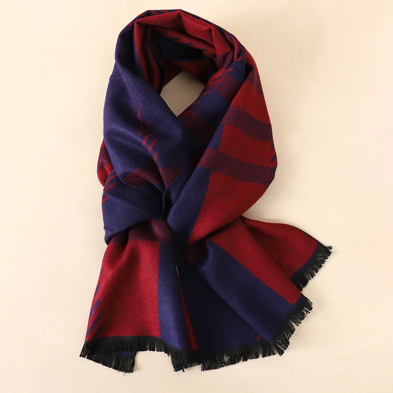 Men's Cotton Scarf Warm Neckerchief Patchwork Striped Scarves Soft Long Casual Male Bufanda Pashmina Shawl