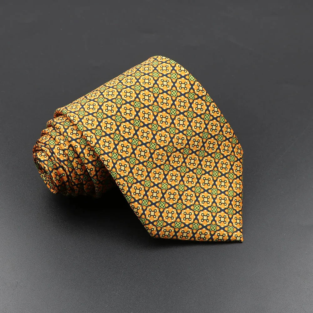 Men's Fashion Silk Tie 7.5cm Soft Novelty Necktie Blue Green Orange Color Ties For Men Dot Floral Bowtie Wedding Business Gift