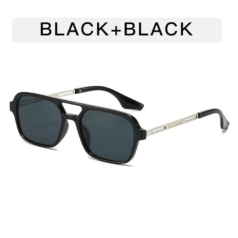 Small Square Frame Double Beam Sunglasses Men And Women Pilot Retro Sunglasses Classic Sunglasses