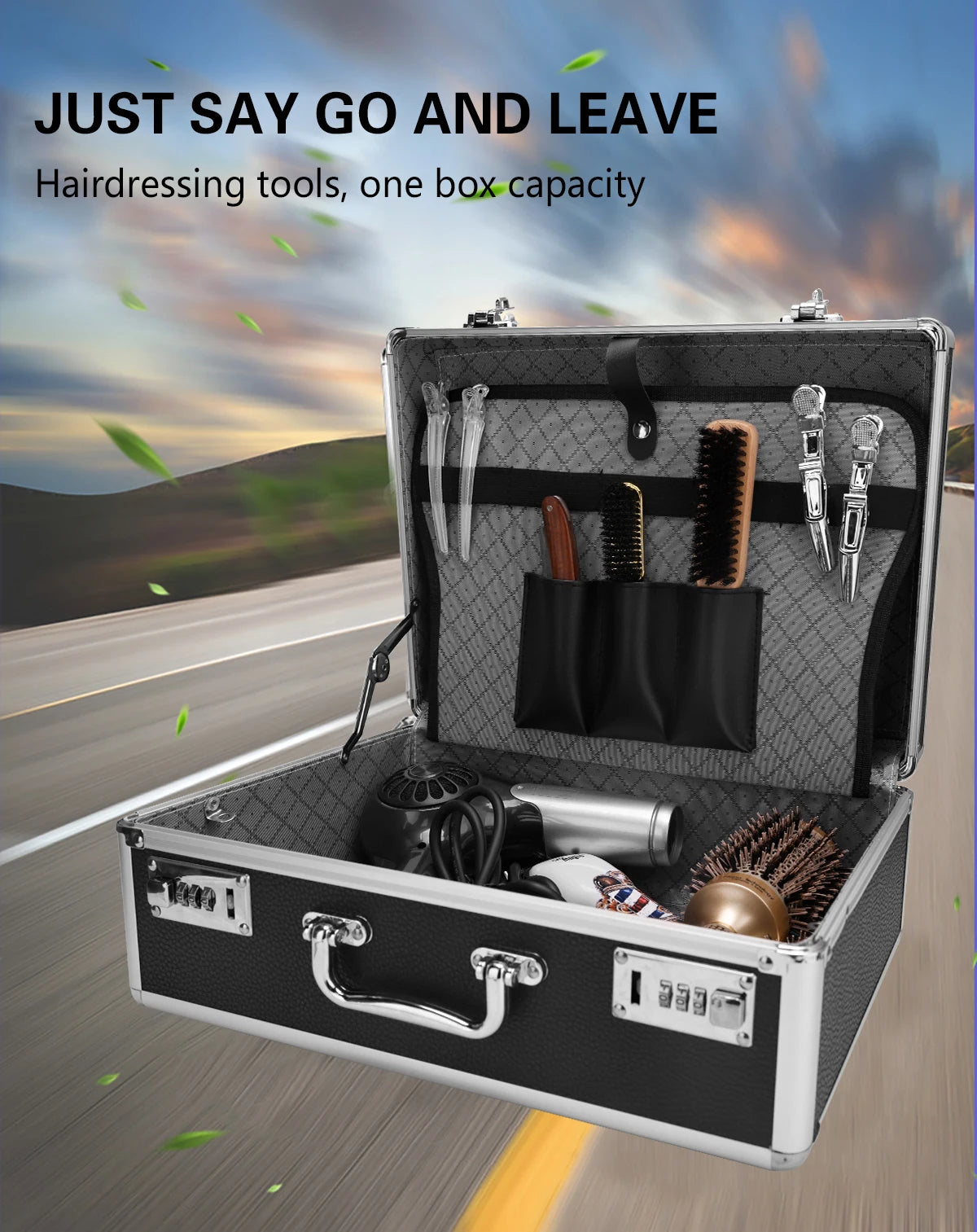 Top Black Aluminum Hard Suitcase Barber Tool Salon Hairdressing Accessories With Password Atorage Case Carrying Travel Box